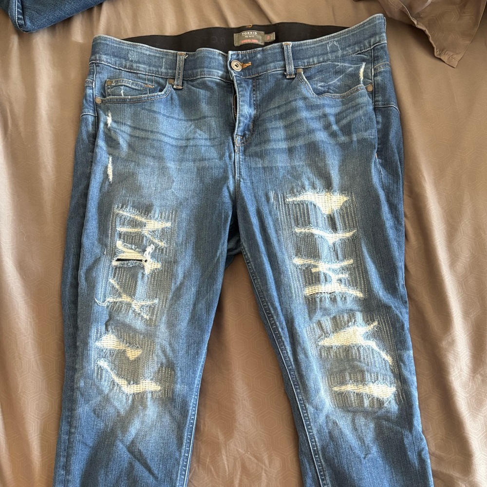 Torrid Blue Distressed Skinny Jeans - 20R